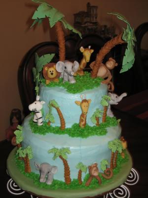 jungle theme baby shower cake