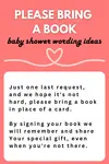 please bring a book instead of a card, baby shower wording ideas