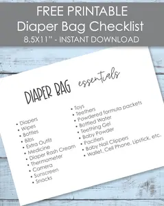 PIB diaper bag list