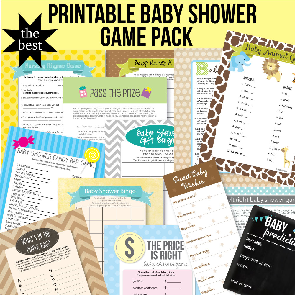 printable baby shower game pack banner