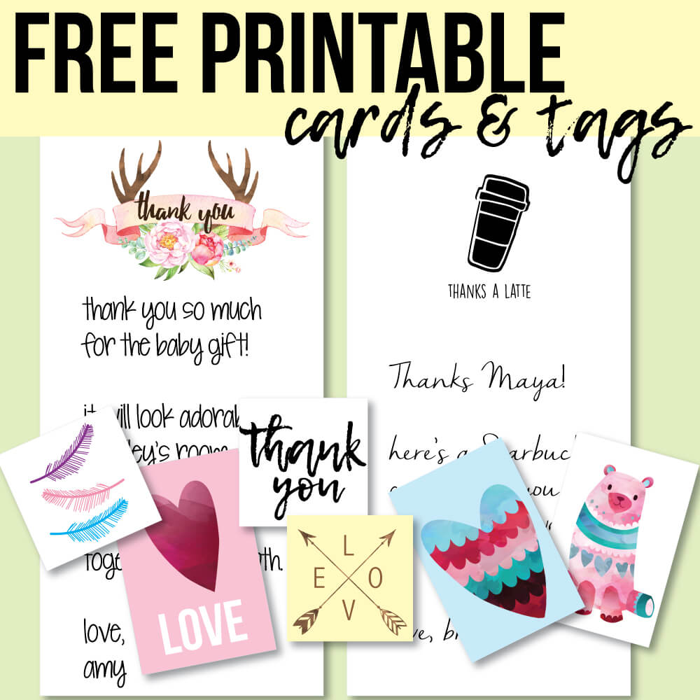 Free Printable Thank You Cards And Tags For Favors And Gifts!