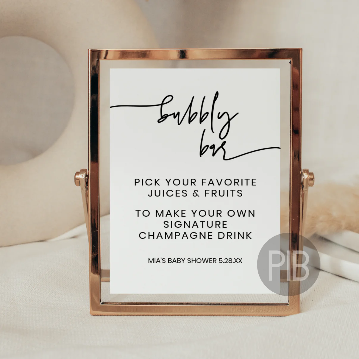 bubbly bar sign for a baby shower