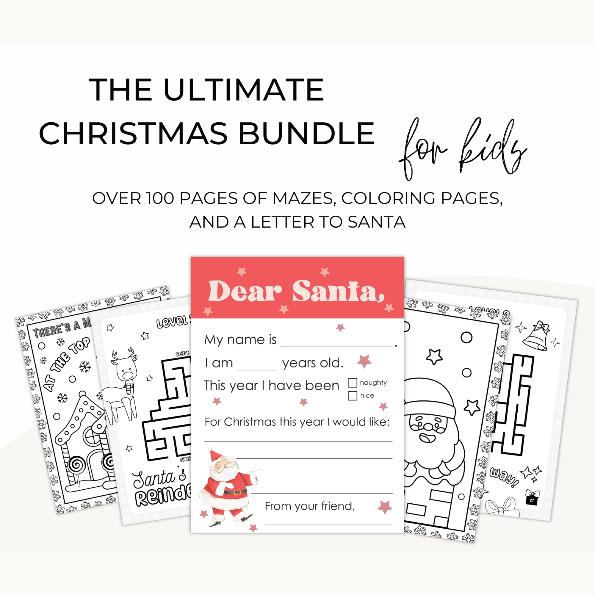 Christmas Coloring Pages Bundle for kids Christmas Coloring Pages Bundle for kids