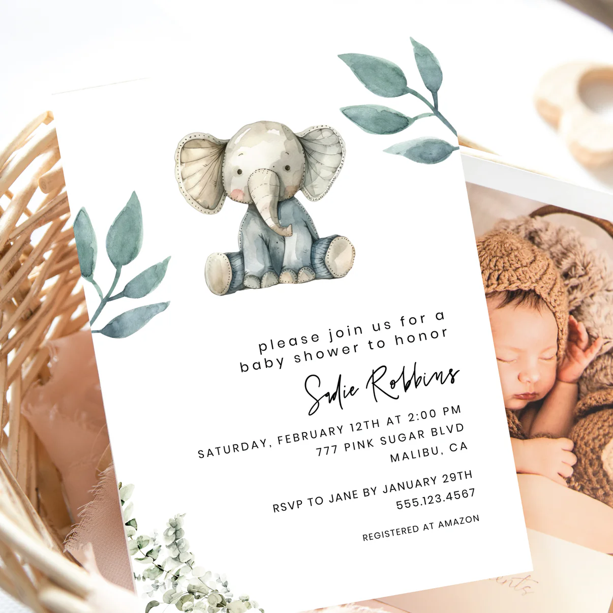 elephant baby shower invitation