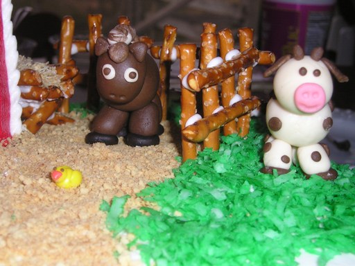 Farm animal barn baby shower cake picture
