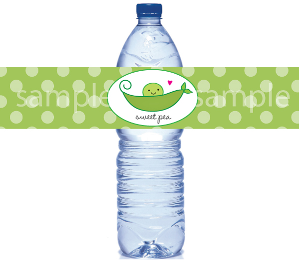 Pea in a pod water bottle labels