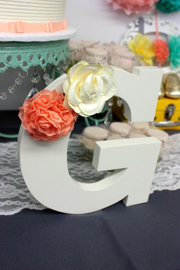 peach baby shower wooden letters