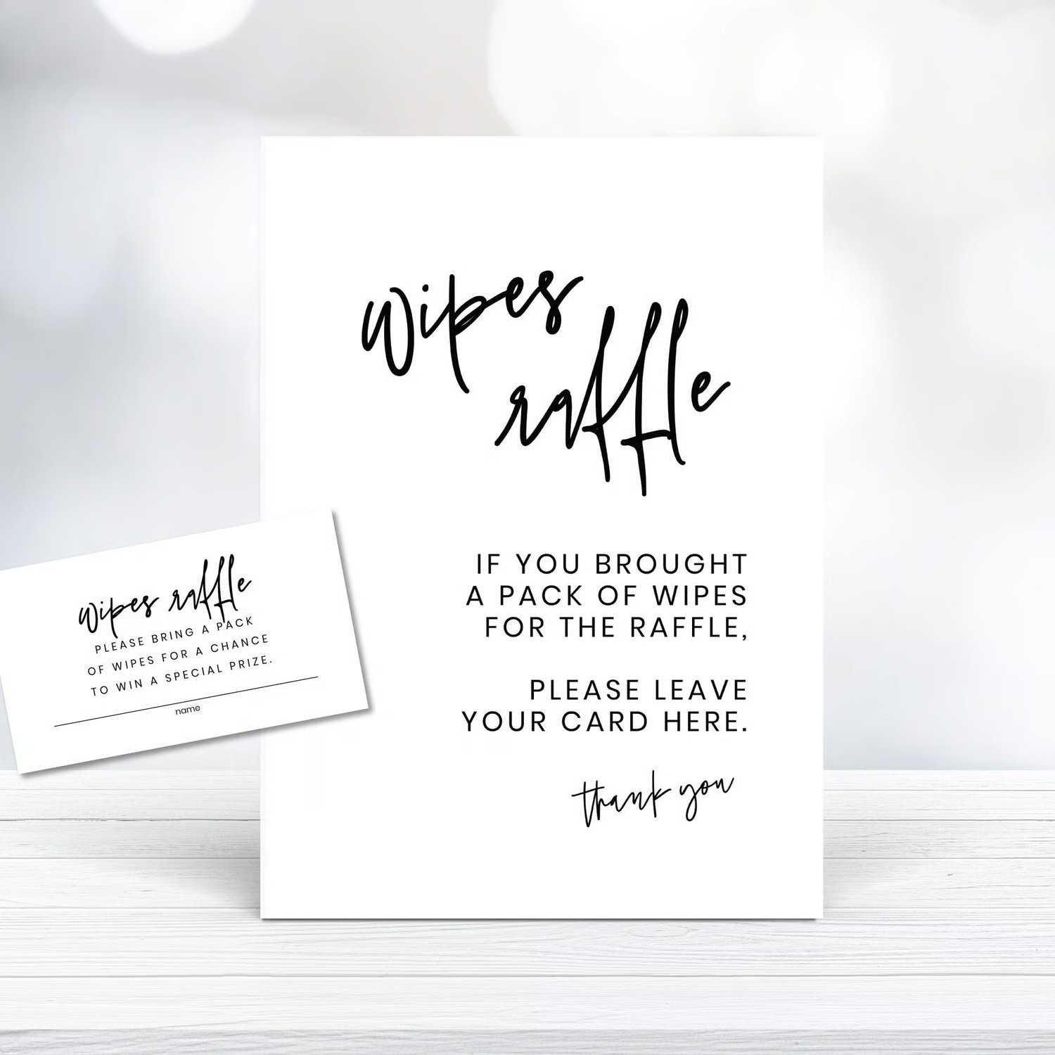 Baby Wipes Raffle Drawing Cards