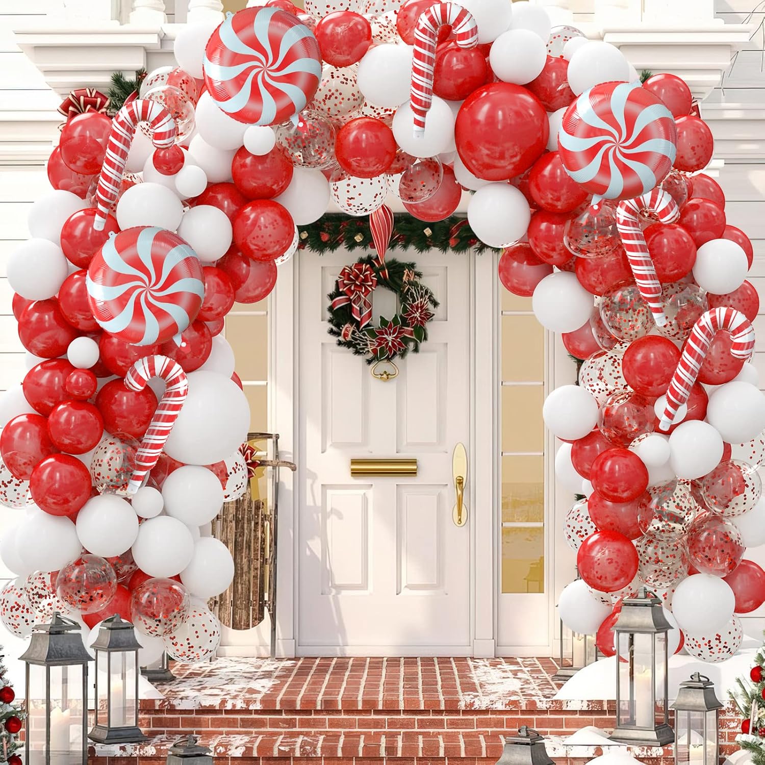 Christmas Entry Way Balloon Arch Decor
