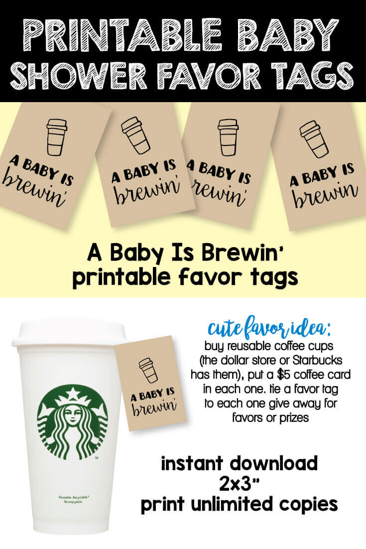 Печатные ярлыки для детских праздников для призов в честь рождения ребенка - Теги для кофе A Baby Is Brewing Favor Tags