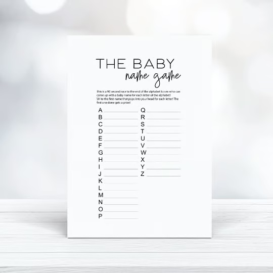 free printable baby name race