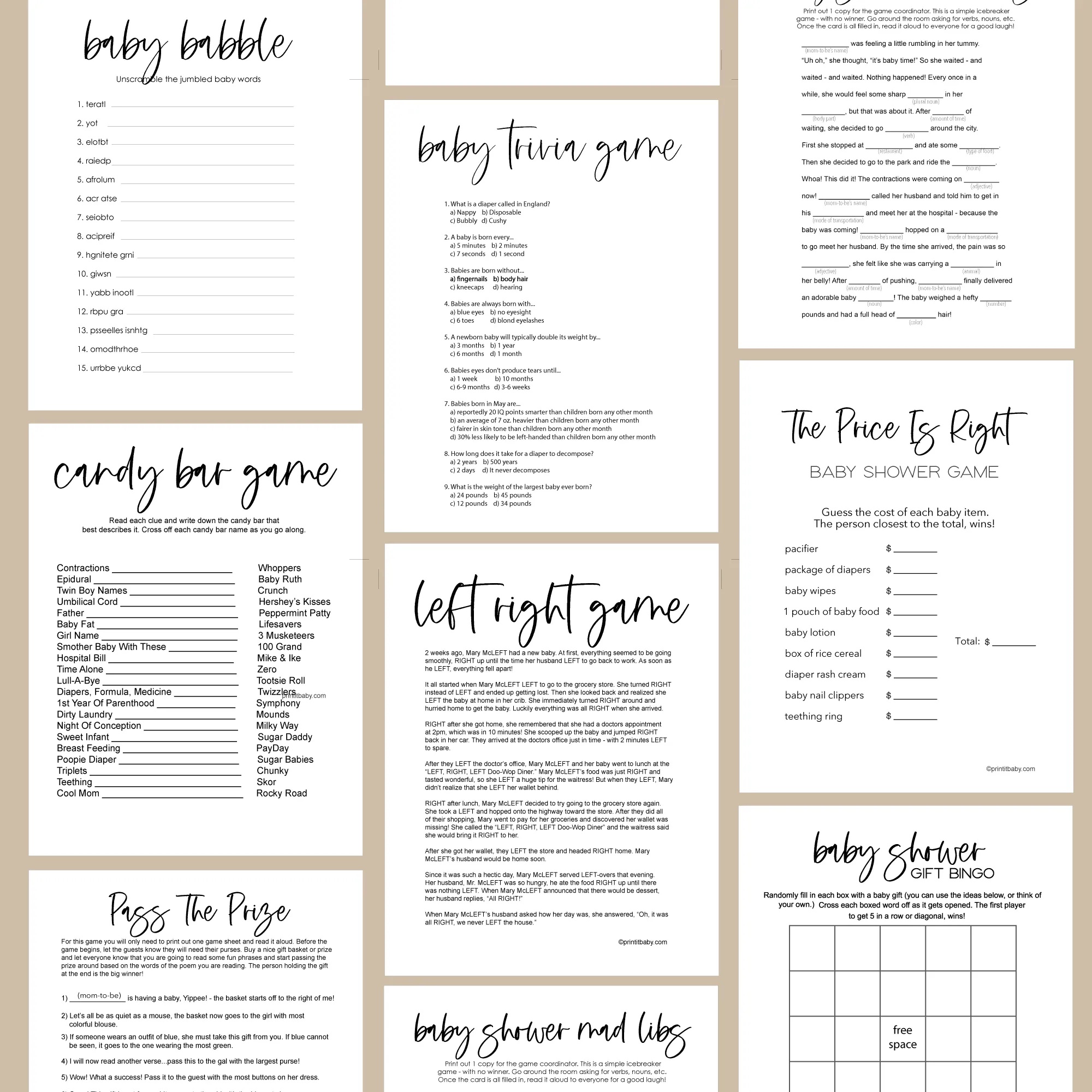 printable baby shower game bundle printable baby shower game bundle7