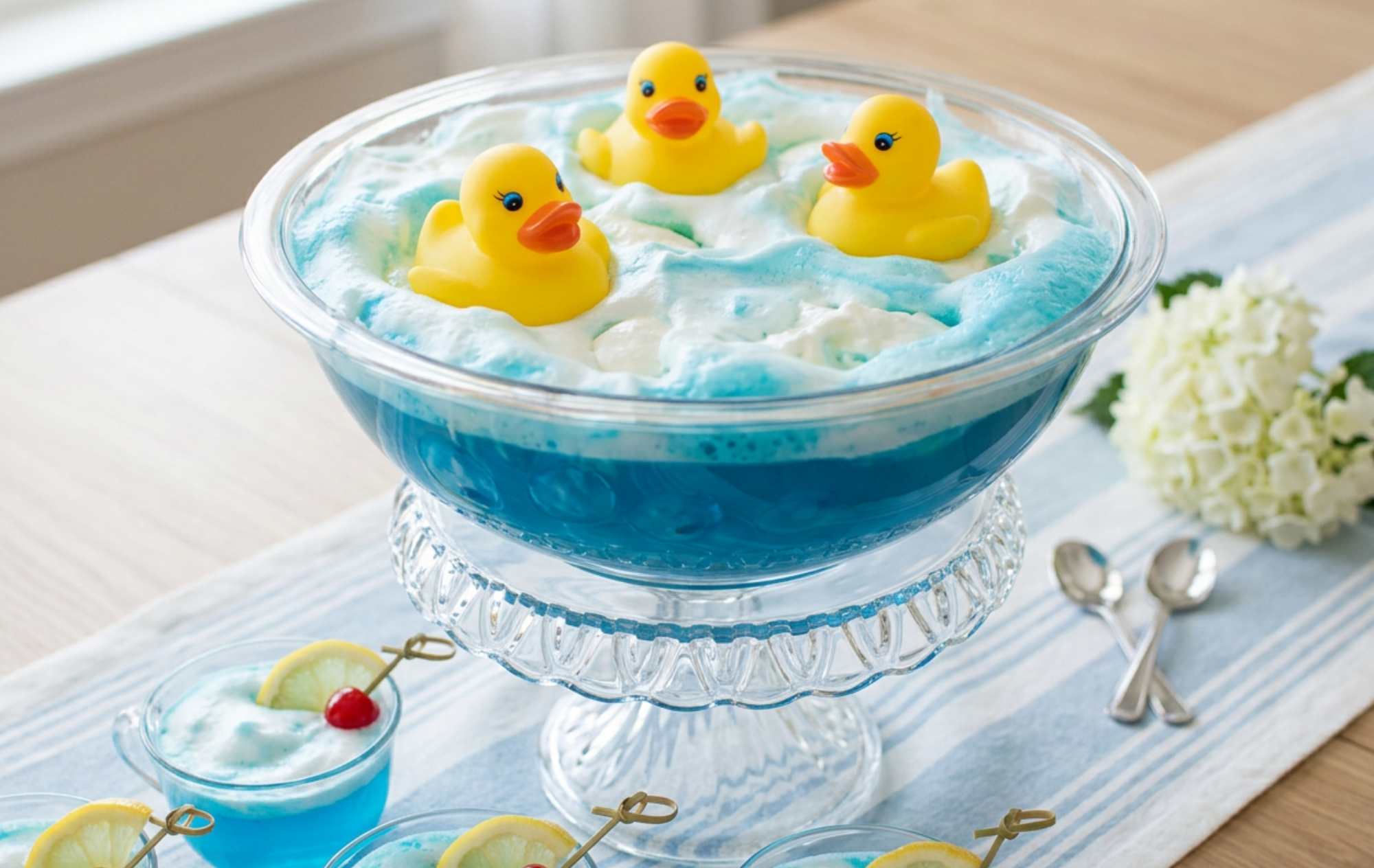 blue baby shower punch recipe for a boy shower - blue raspberry ginger ale punch