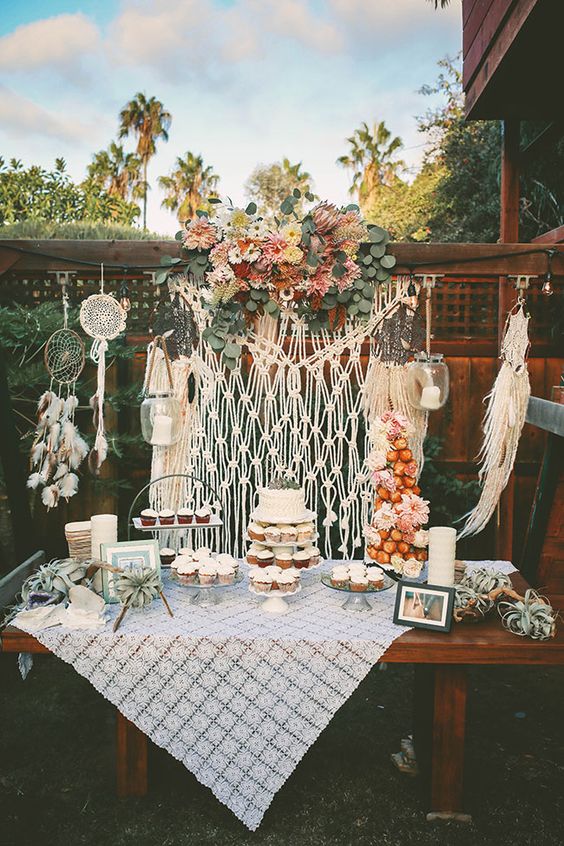 boho baby shower table decor