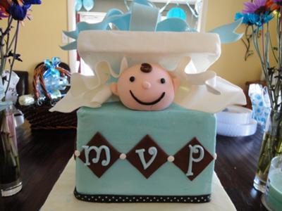 image of boy baby shower present cake