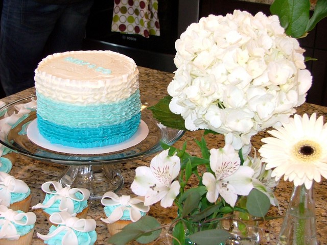 Tiffany's Baby Shower Cake and Cupcakes