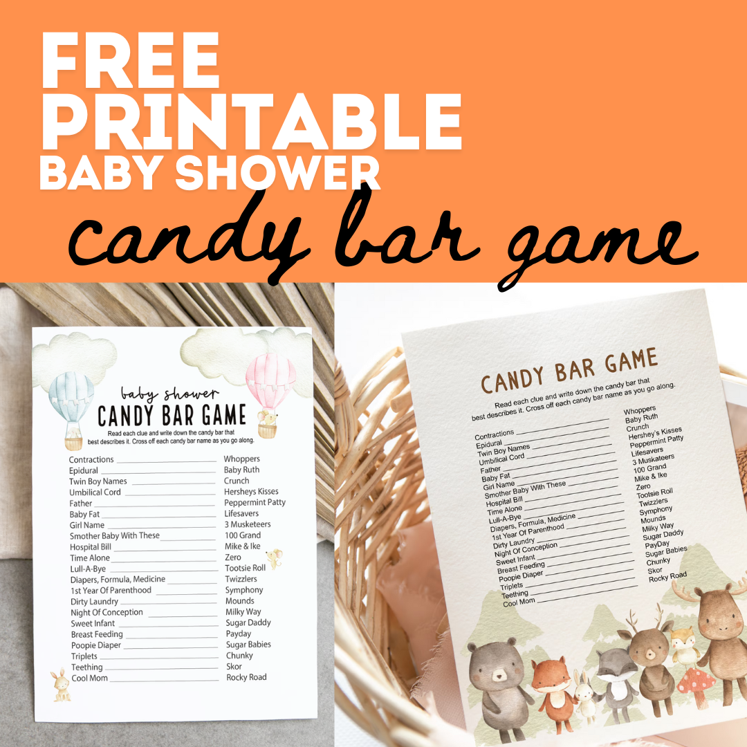 free printable baby shower candy bar game