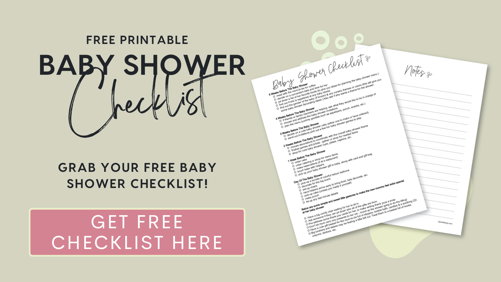 FREE Printable Baby Shower Checklist
