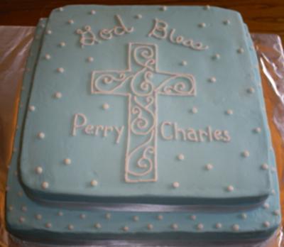 Blue Polka Dot Christening Cake Blue Polka Dot Christening Cake picture