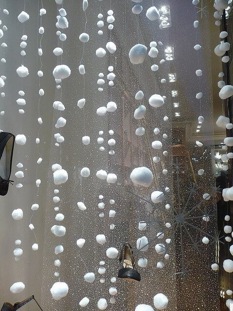 DIY cotton ball snow garland image of cotton ball snow garland