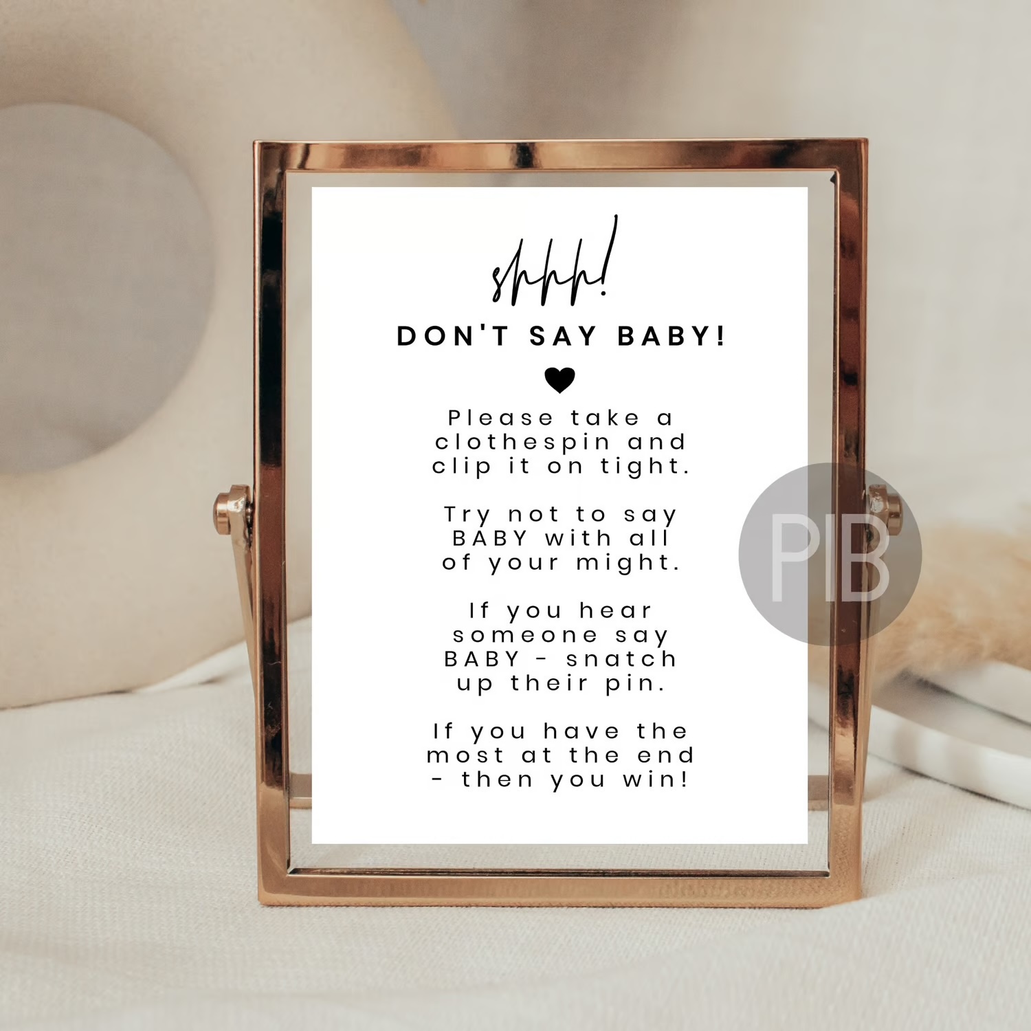 free printable don't say baby, baby shower game sign