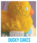 banner of ducky baby shower cakes