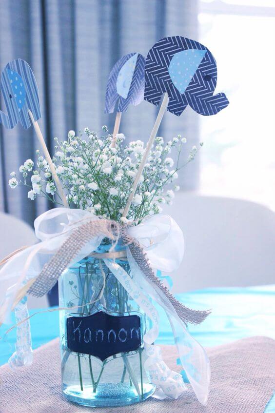 image of Baby's Breath Centerpiece Idea For A Baby Shower