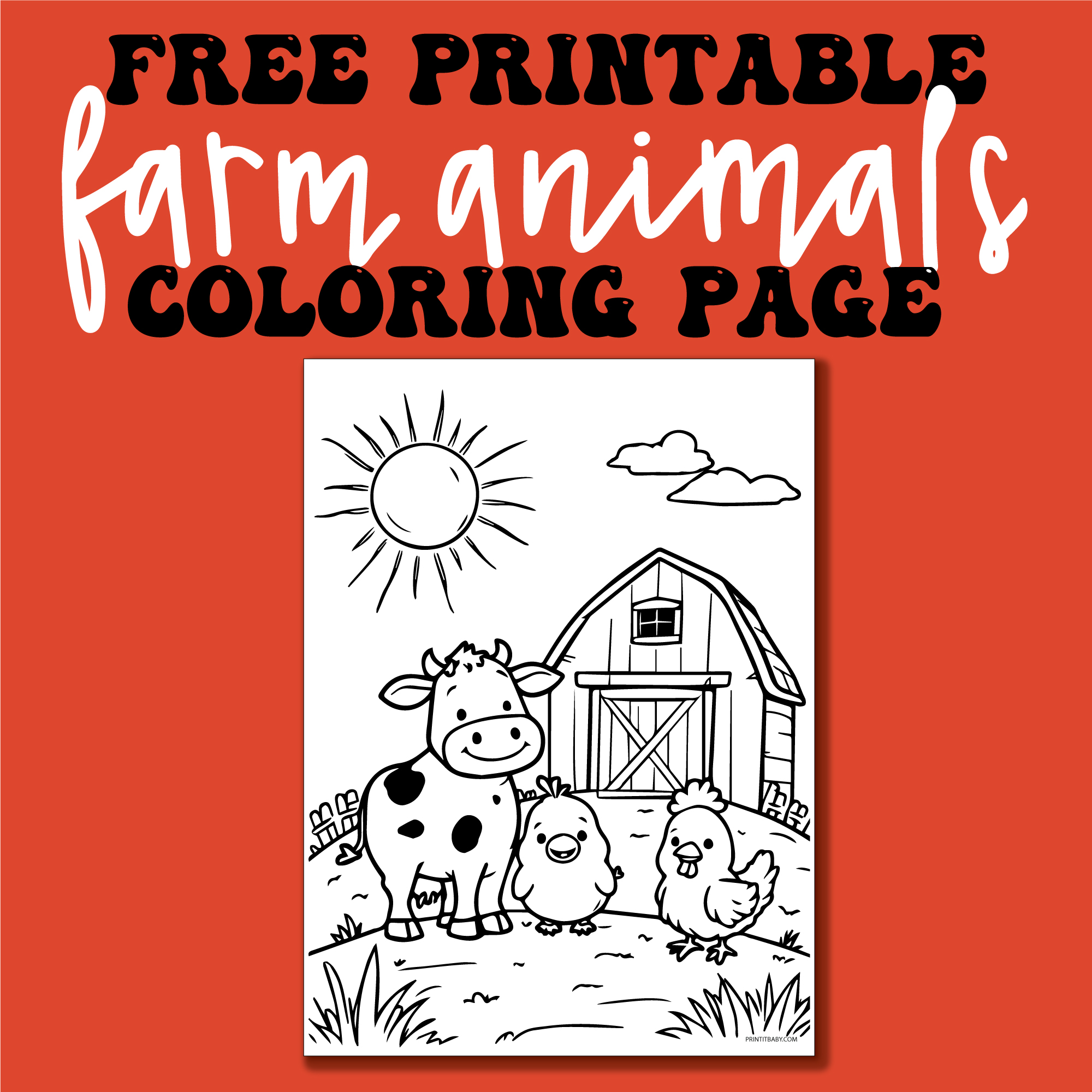 Farm Animal Coloring page free printable