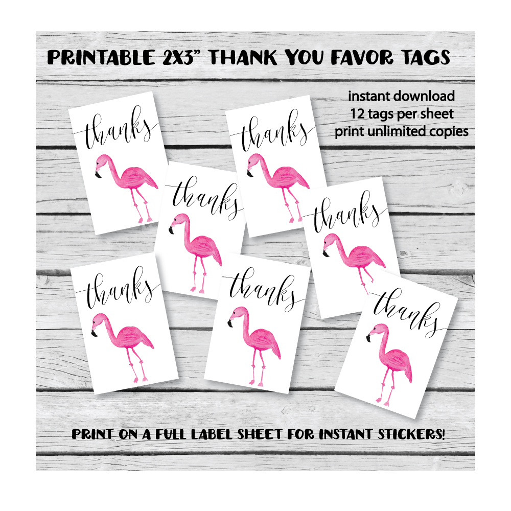 Flamingo Thank You Tags Free Printable