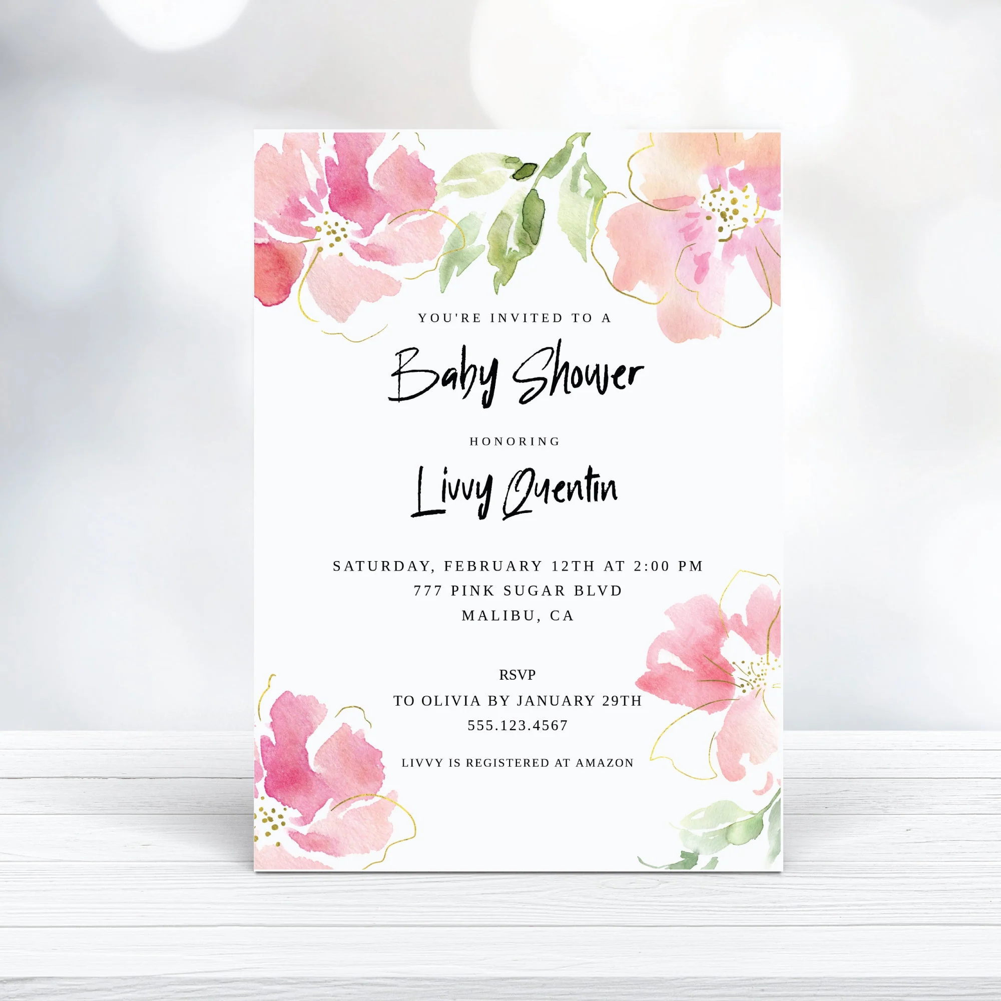 floral baby shower invitation