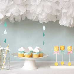 clouds and raindrops baby shower theme banner
