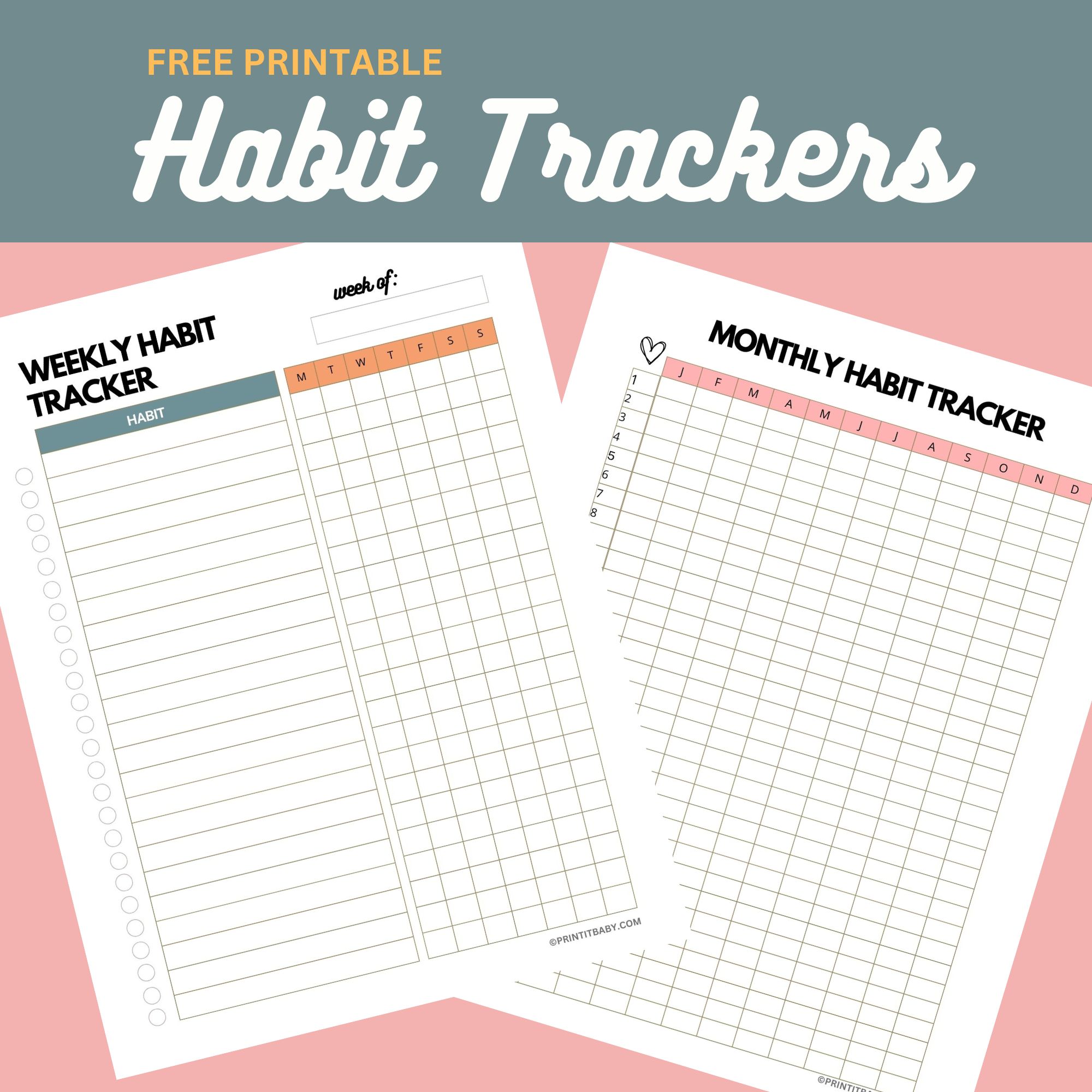 free printable monthly habit trackers
