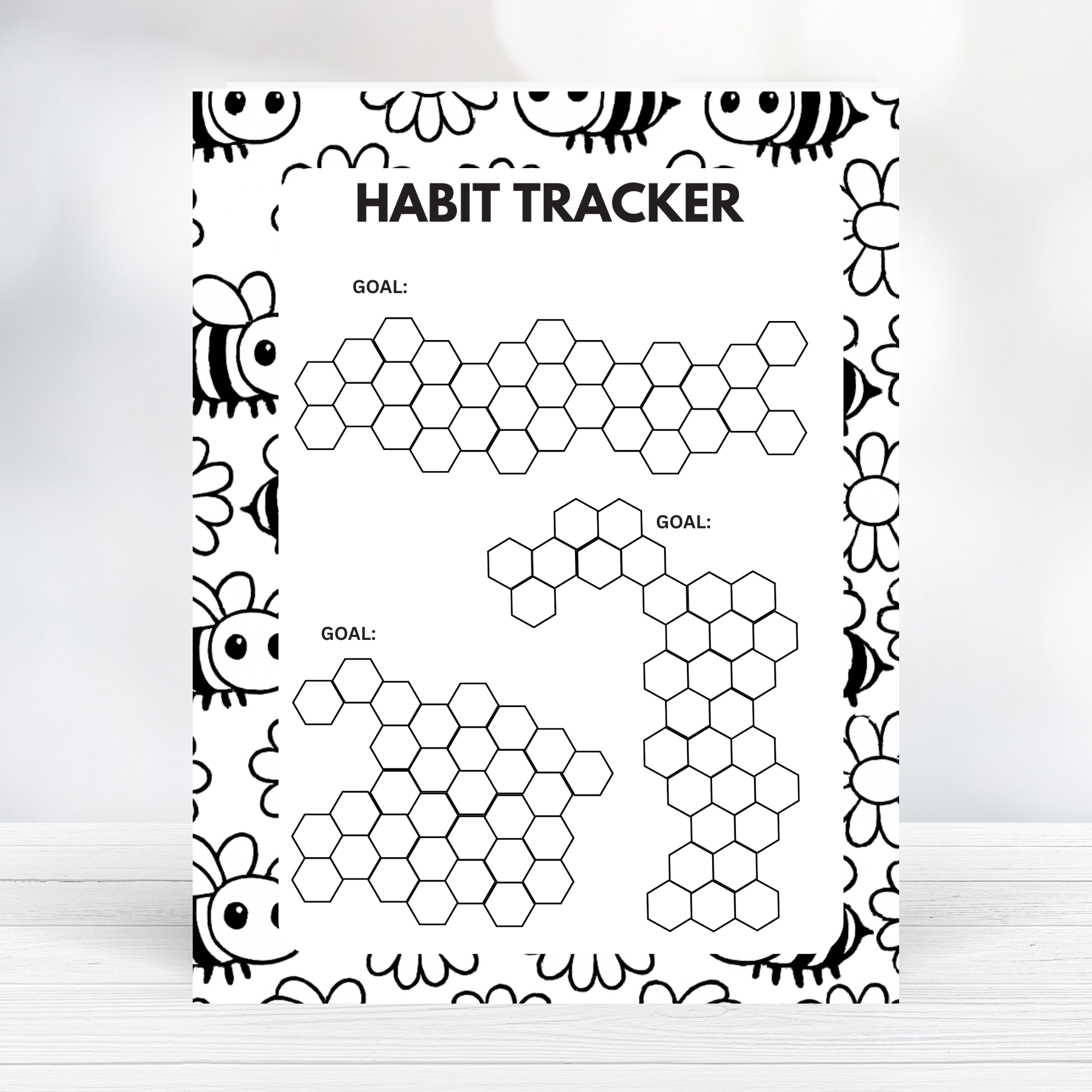 Free Printable Bee Hive Coloring Habit Tracker Sheet