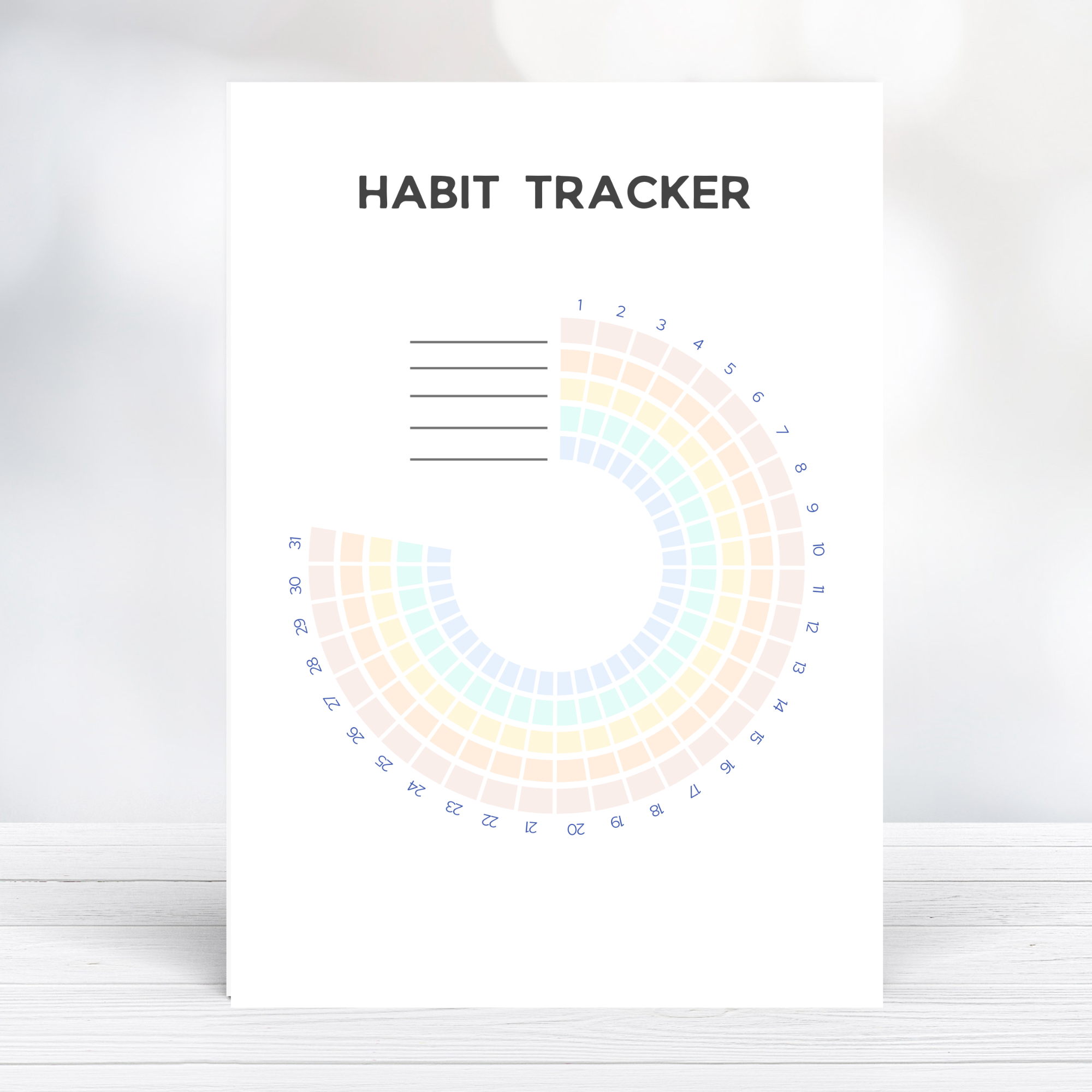 Free Printable '5 Habit Tracker Sheet'