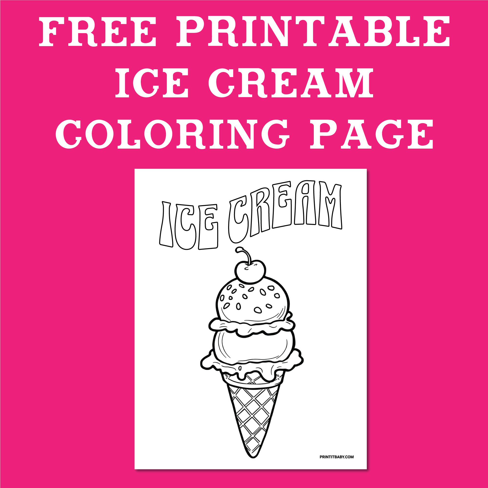 Free printable ice cream cone coloring pages for kids