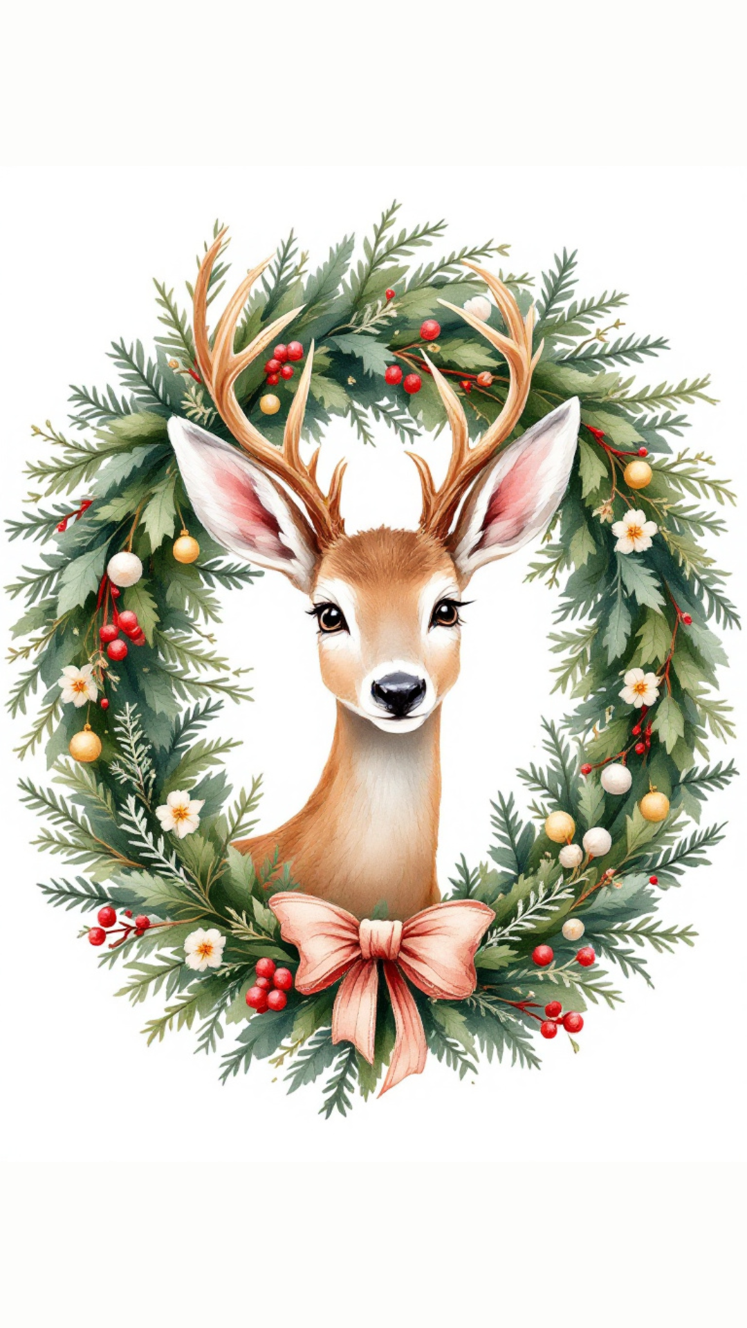 free iphone Christmas Wreath Deer wallpaper Background free iphone Christmas Wreath Deer wallpaper Background