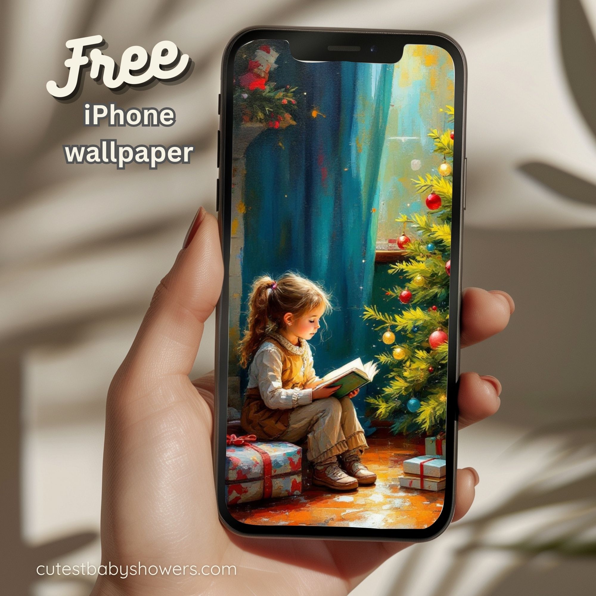 Free iPhone Wallpaper - Christmas Girl Background