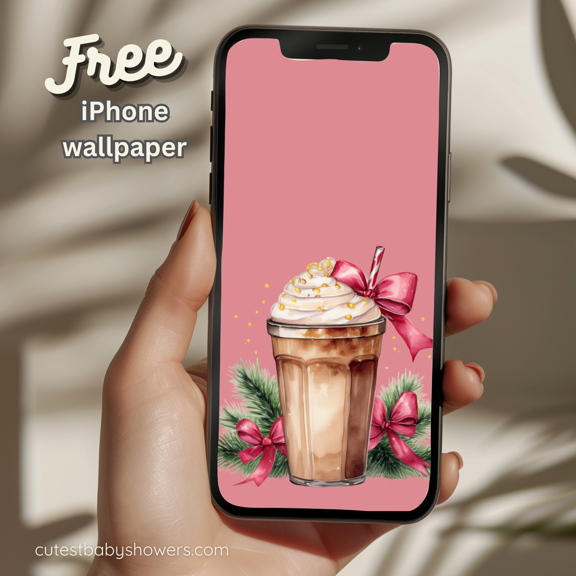 Free iPhone Wallpaper - Christmas Coffee Background