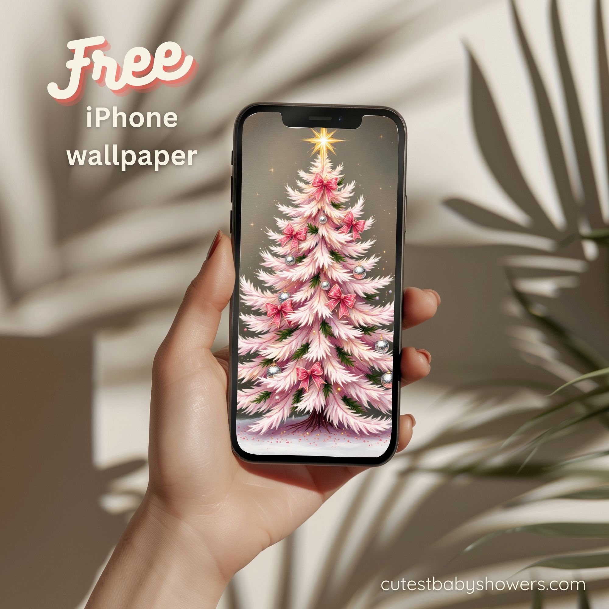 free iphone Pink Christmas Tree Wallpaper Background