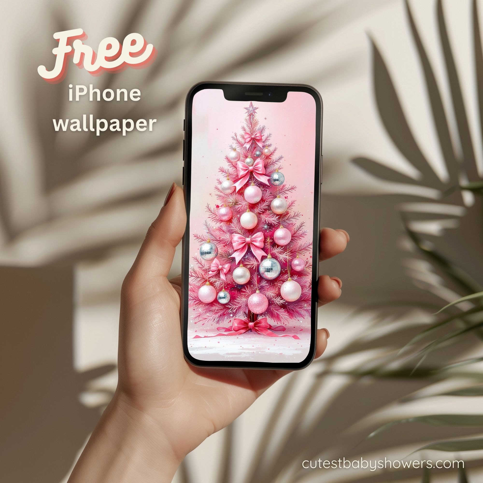 free iphone Pink Christmas Tree wallpaper Background