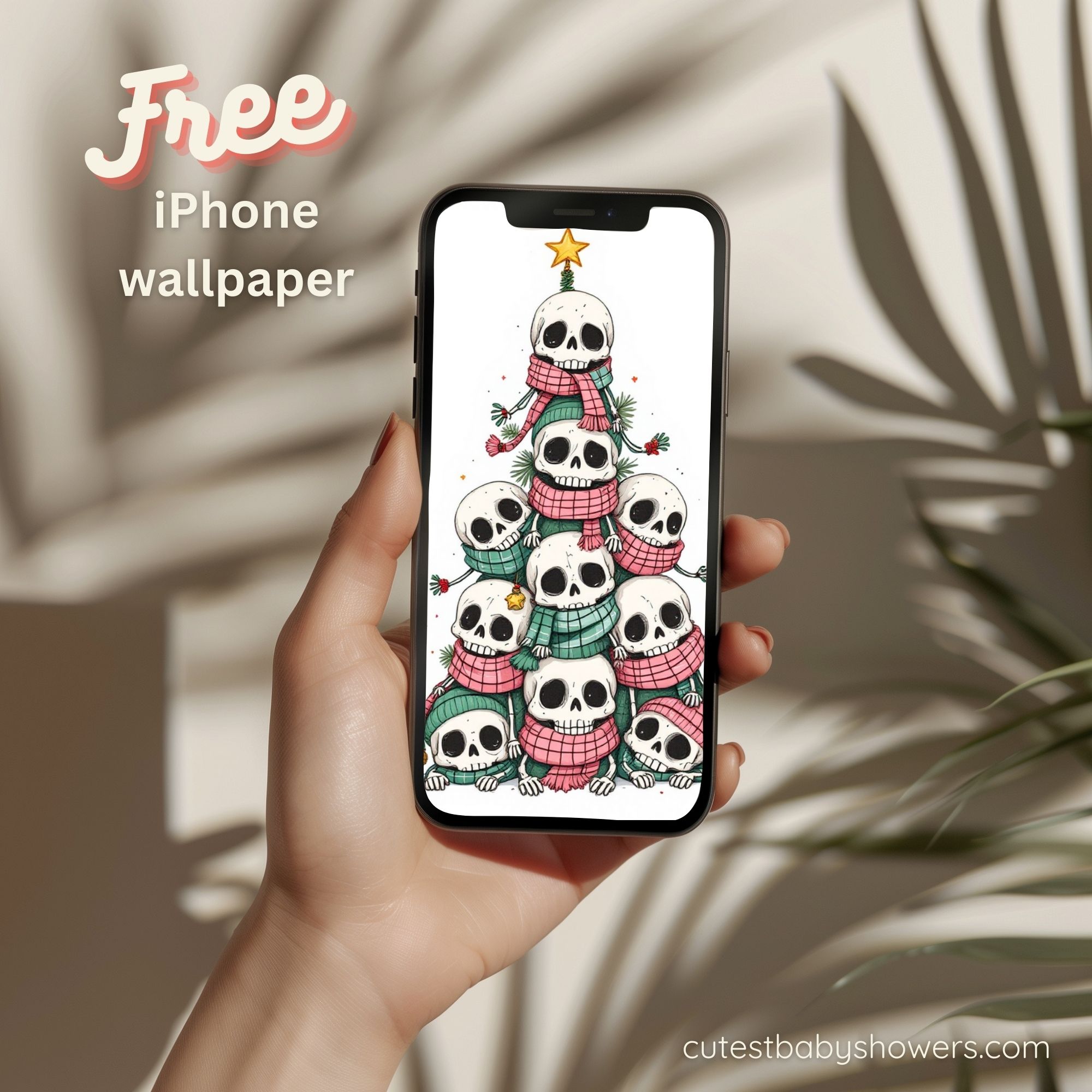 free iphone Christmas Skulls Wallpaper Background
