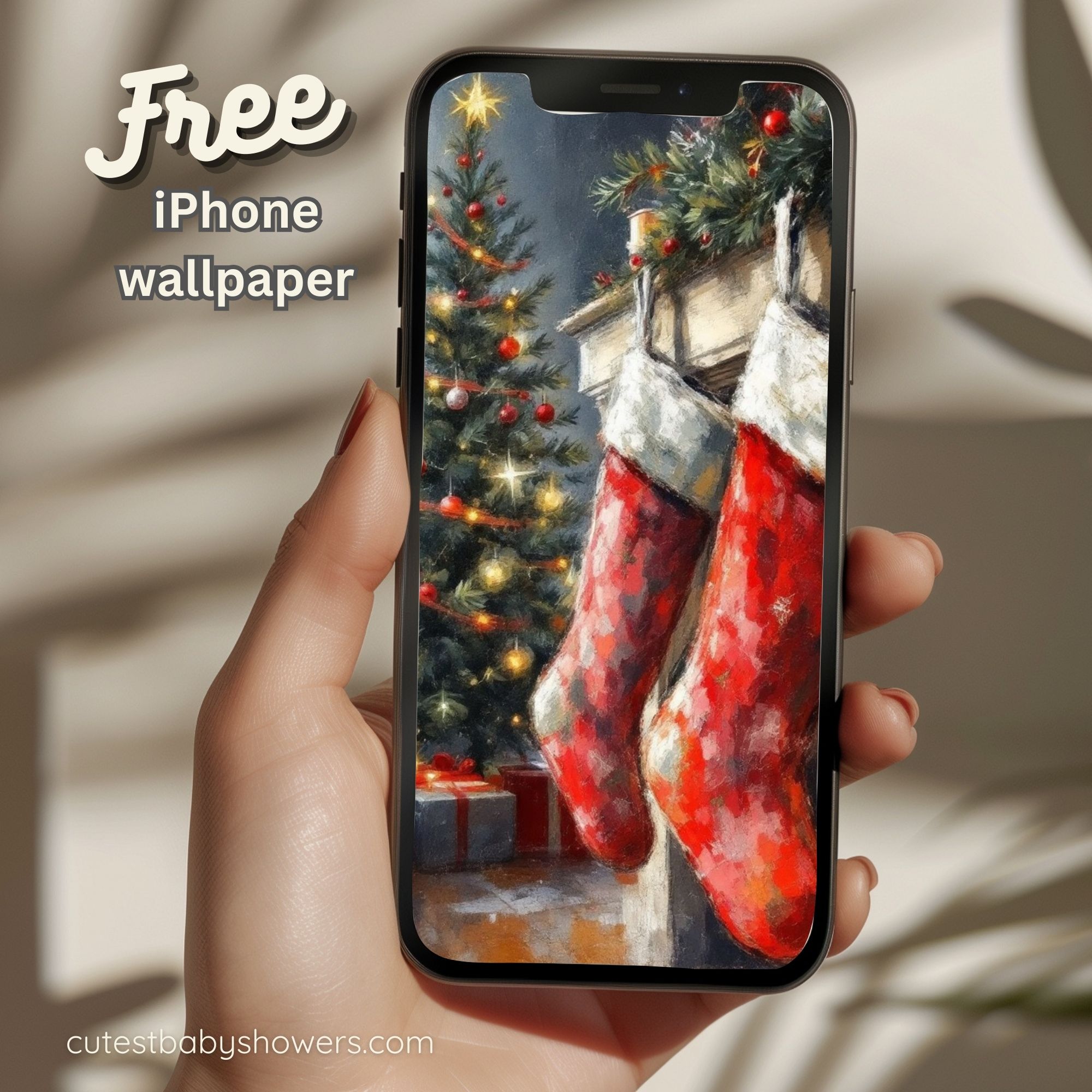 Free iPhone Wallpaper - Christmas Stockings Background