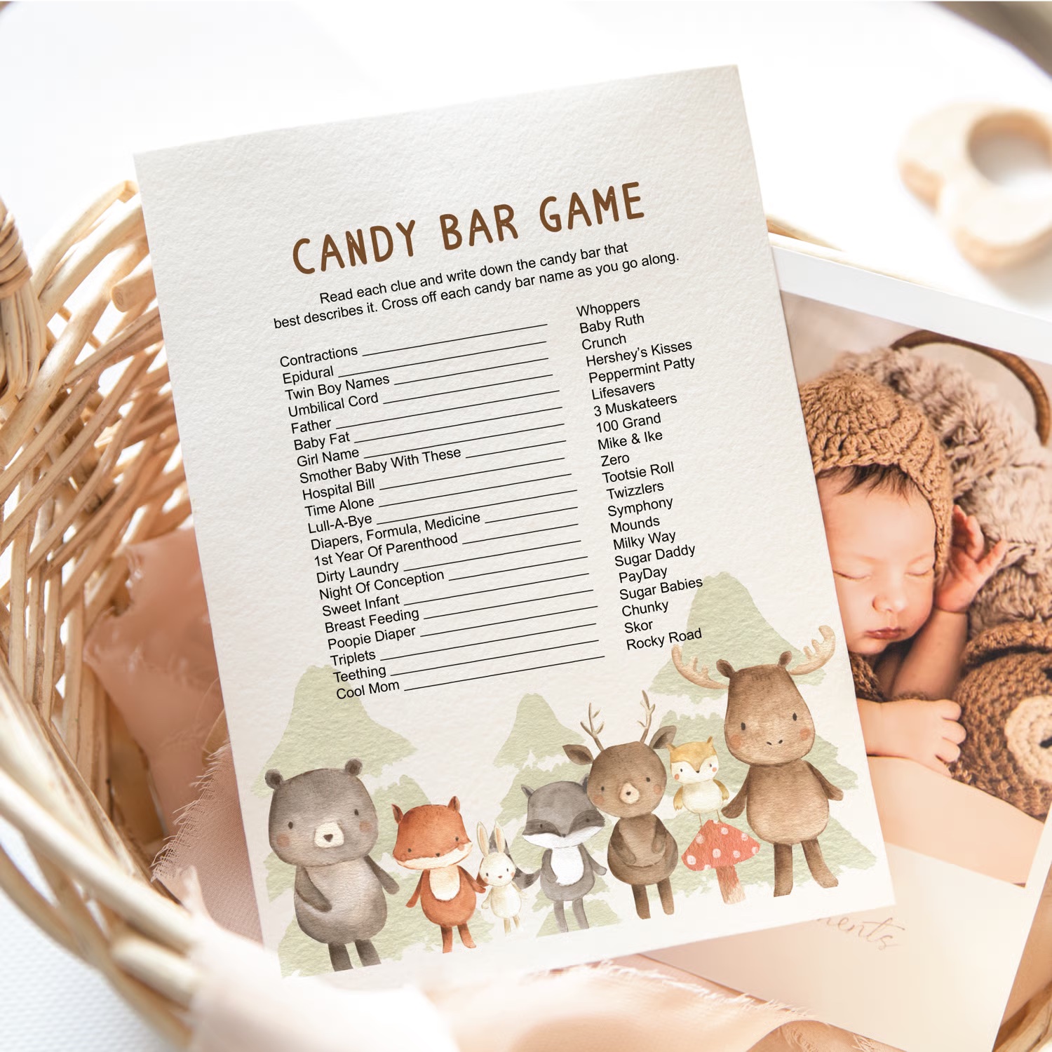 woodland candy bar game 