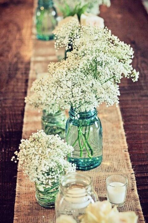 mason jar centerpieces for girl baby shower