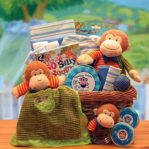 Monkey baby gift basket