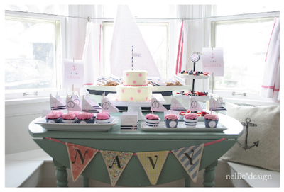 Adorable Nautical Girl Baby Shower Pink Navy Blue