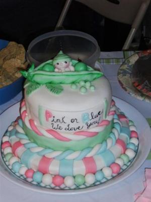 gender reveal pea pod cake