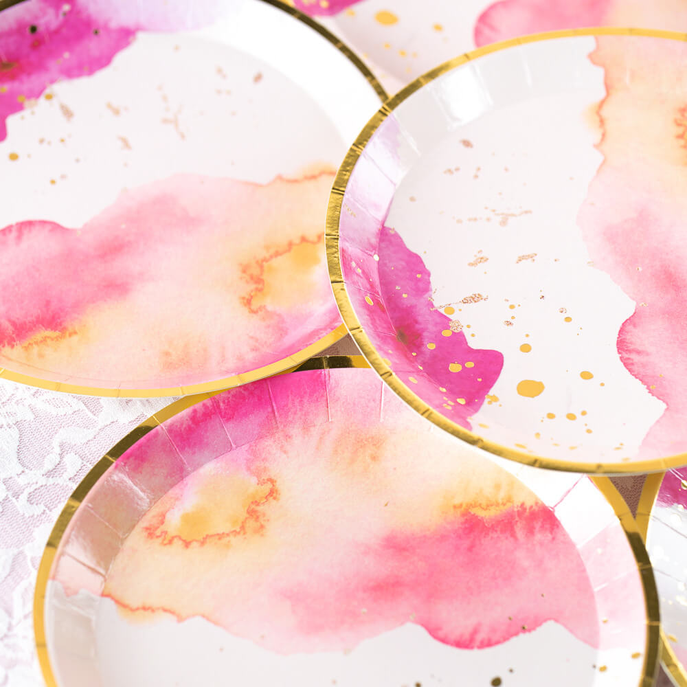 Pink baby shower plates