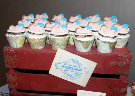 image of airplane baby shower cupcakes