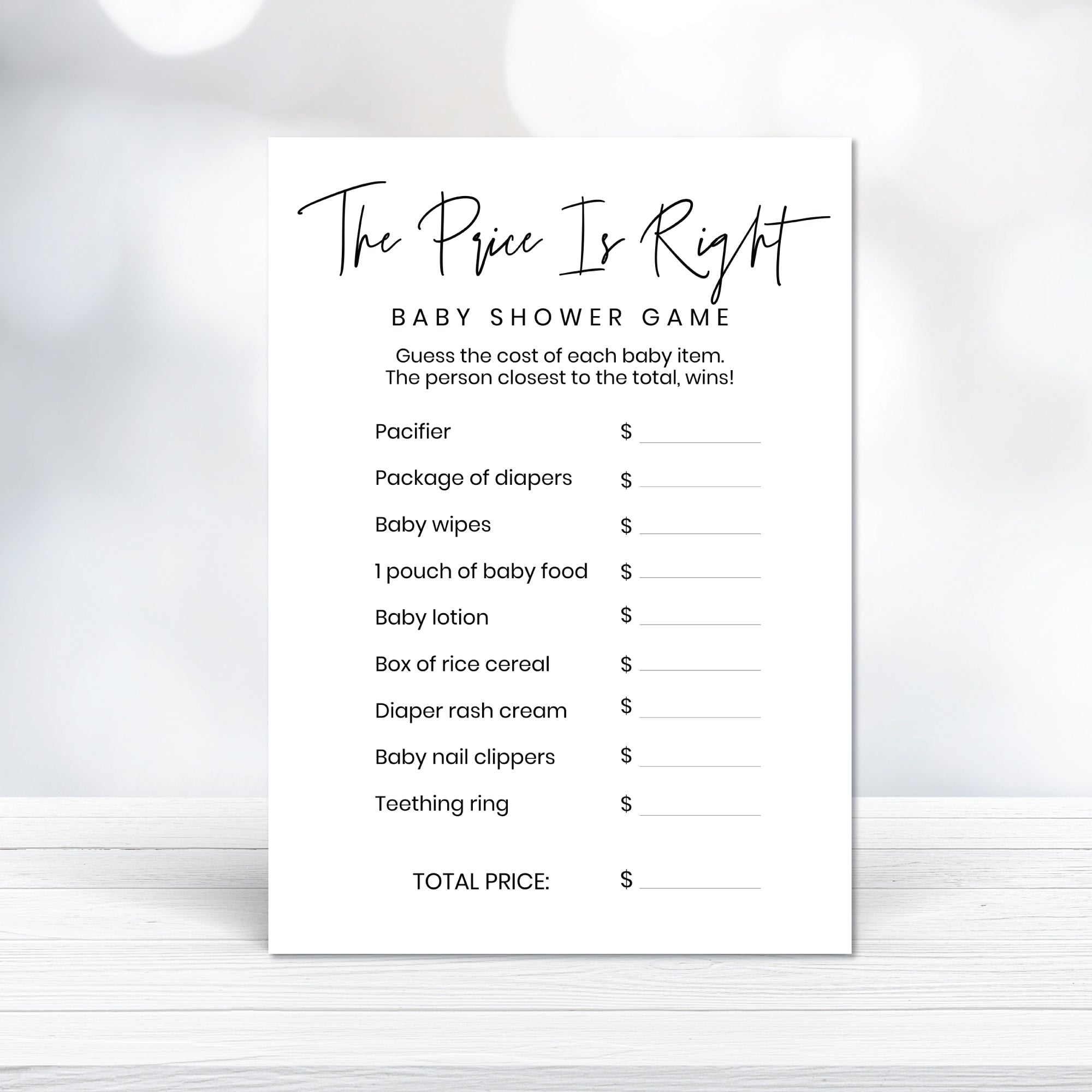 free printable price is right baby shower game free printable price is right baby shower game